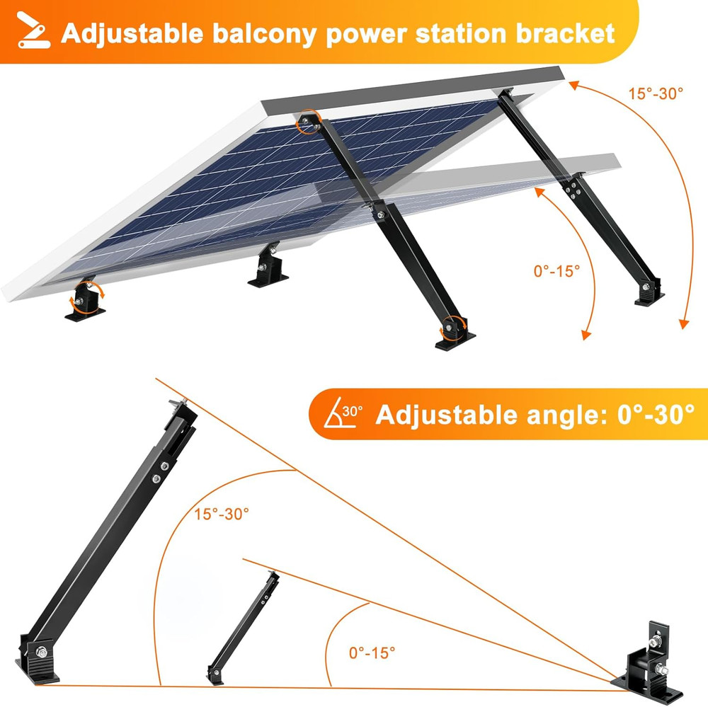 Solar Panel Mount, Aluminum Alloy Adjustable Solar Panel Tilt Mount Brackets, Bl