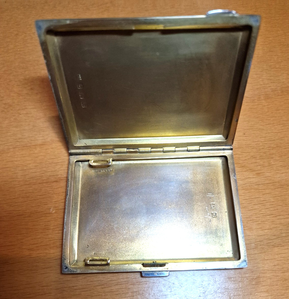 STUNNING BLUE ENAMEL SOLID SILVER CIGARETTE CASE ref 1443