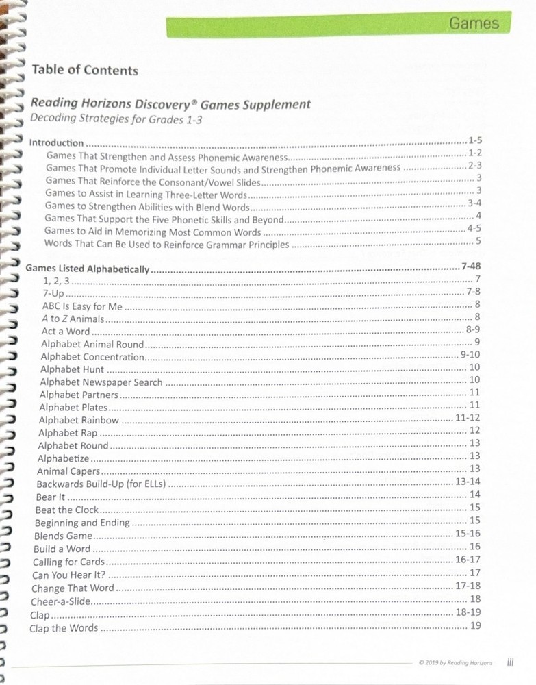 Reading Horizons Discovery Games Supplement -Homeschooling