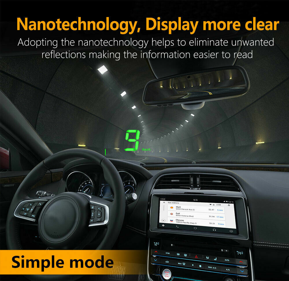 A2 Head Up Display GPS Digital Speedometer Electronics Auto Windshield Projector
