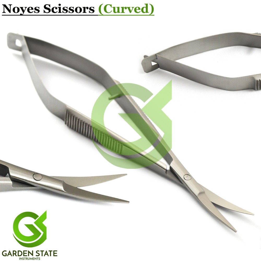 Micro Dissecting Noyes Spring Scissors Curved Ophthalmic Eye Tissue Trimming Lab