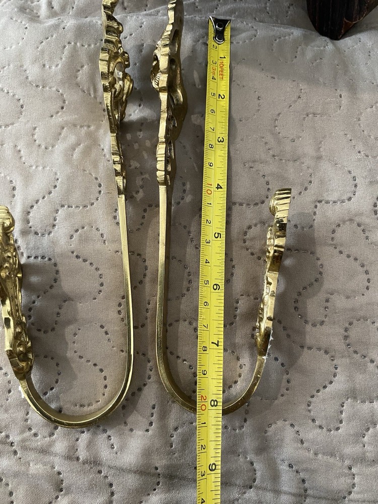 Vintage Brass Curtain Tie Backs Hooks