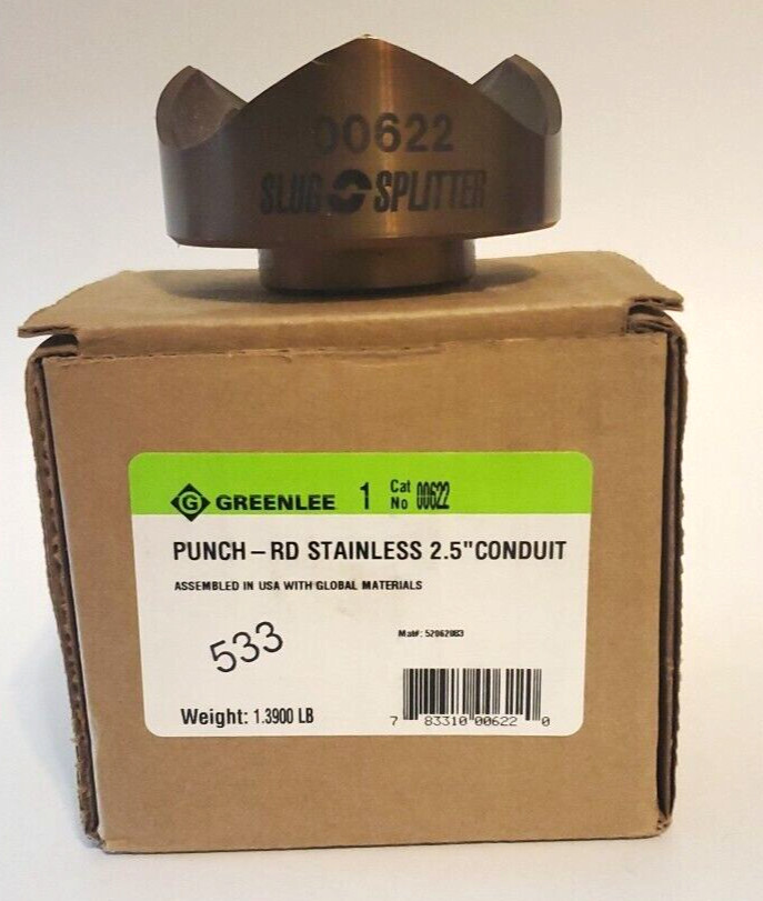 Greenlee 00622 2 -1/2"  2.5" Stainless Knockout Replacement Punch Slug Splitter