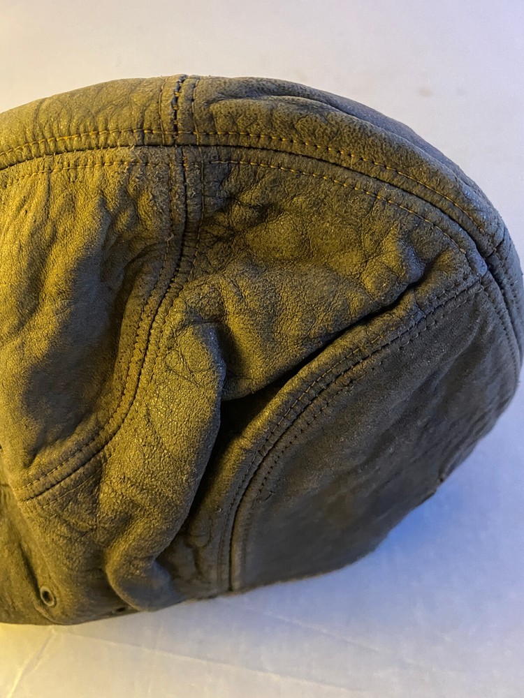 Antique Leather Aviators Cap Leather Lined And Snaps