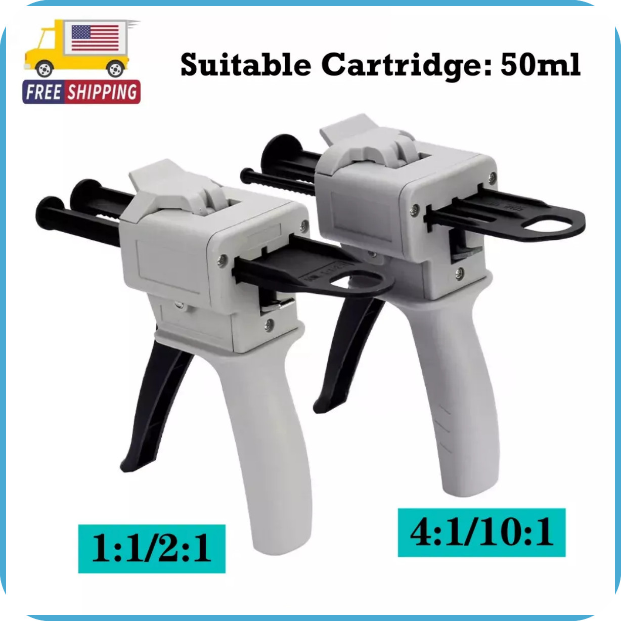 Dental Impression Materials Mixing Dispensing Dispenser Gun 2:1  4:1 50ml