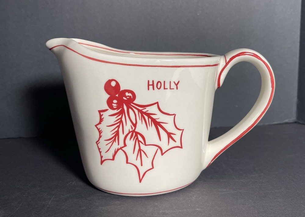 Molly Hatch Ceramic Christmas Holly 4 Cup Measuring Pitcher Cup