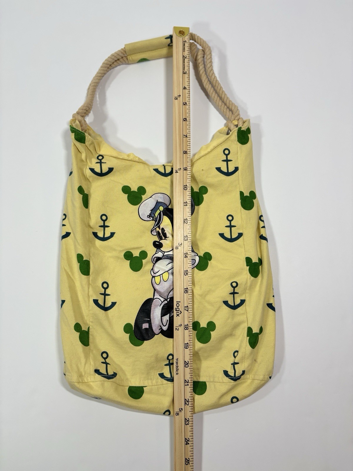 Mickey Mouse Tote Bag Disney World Disneyland Resort Yellow Anchors Rope Handle