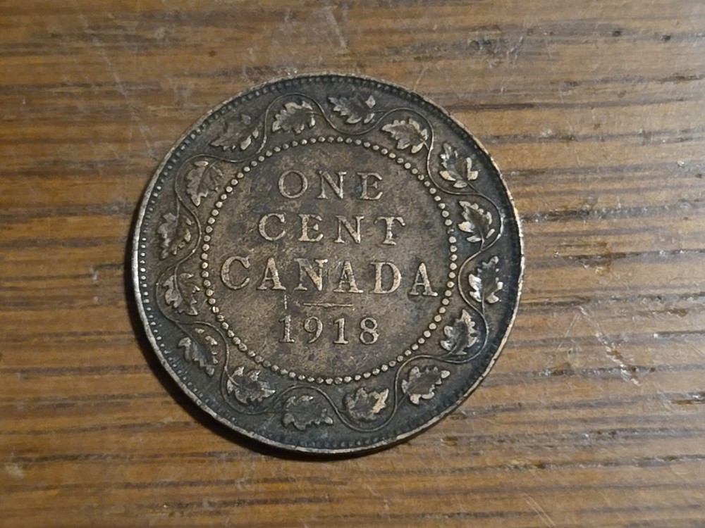 1918 Canada Large One Cent 1C Penny Coin