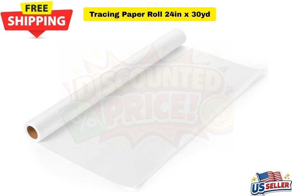 24" x 30yd White Tracing Paper Roll – Translucent Pattern Paper for Sewing