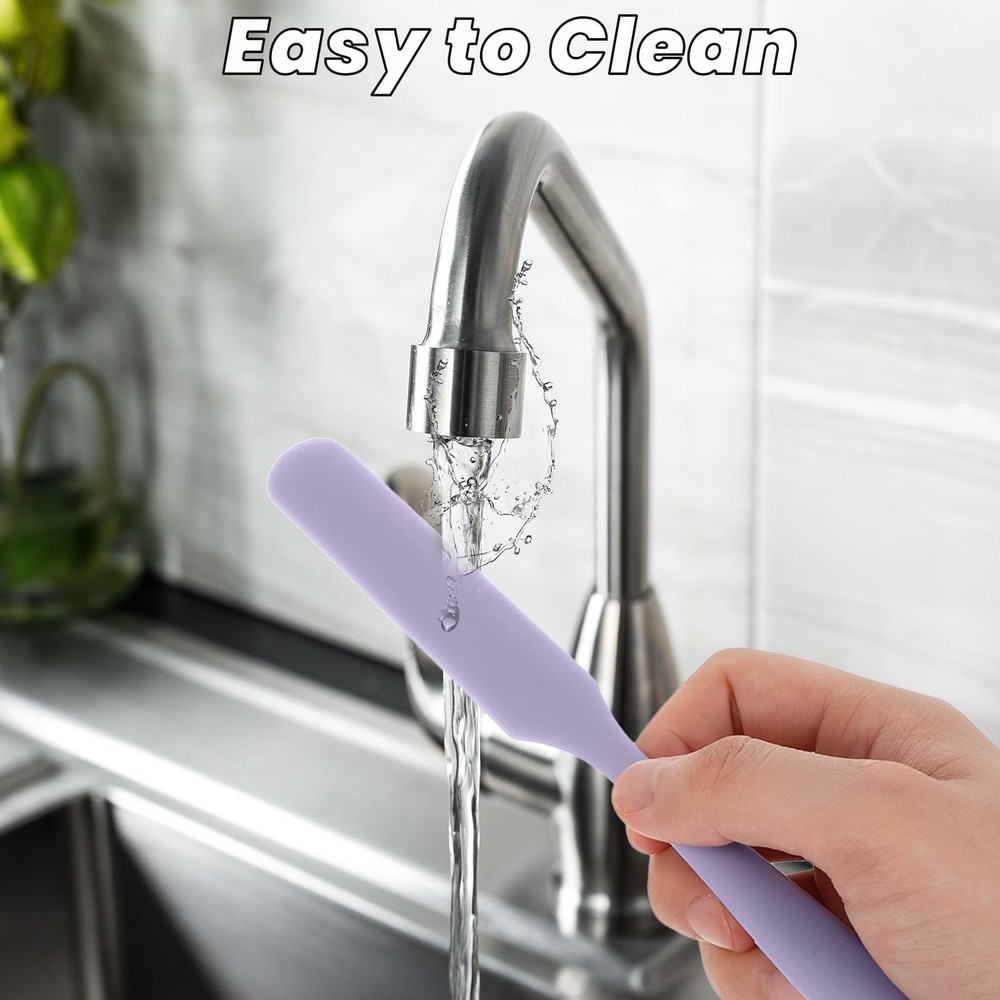 2PCS Silicone Jar Spatula, Kitchen Essential Scraper Small, Pink, Purple