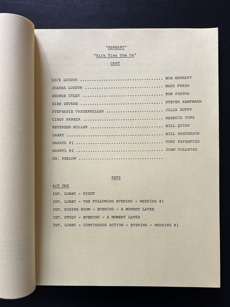 Script Original Newhart 1984 Kirk Ties One On Final Draft Bob Newhart
