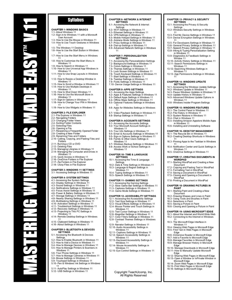 Learn Microsoft WINDOWS 11 DELUXE Training Tutorial Course Quick Reference Guide