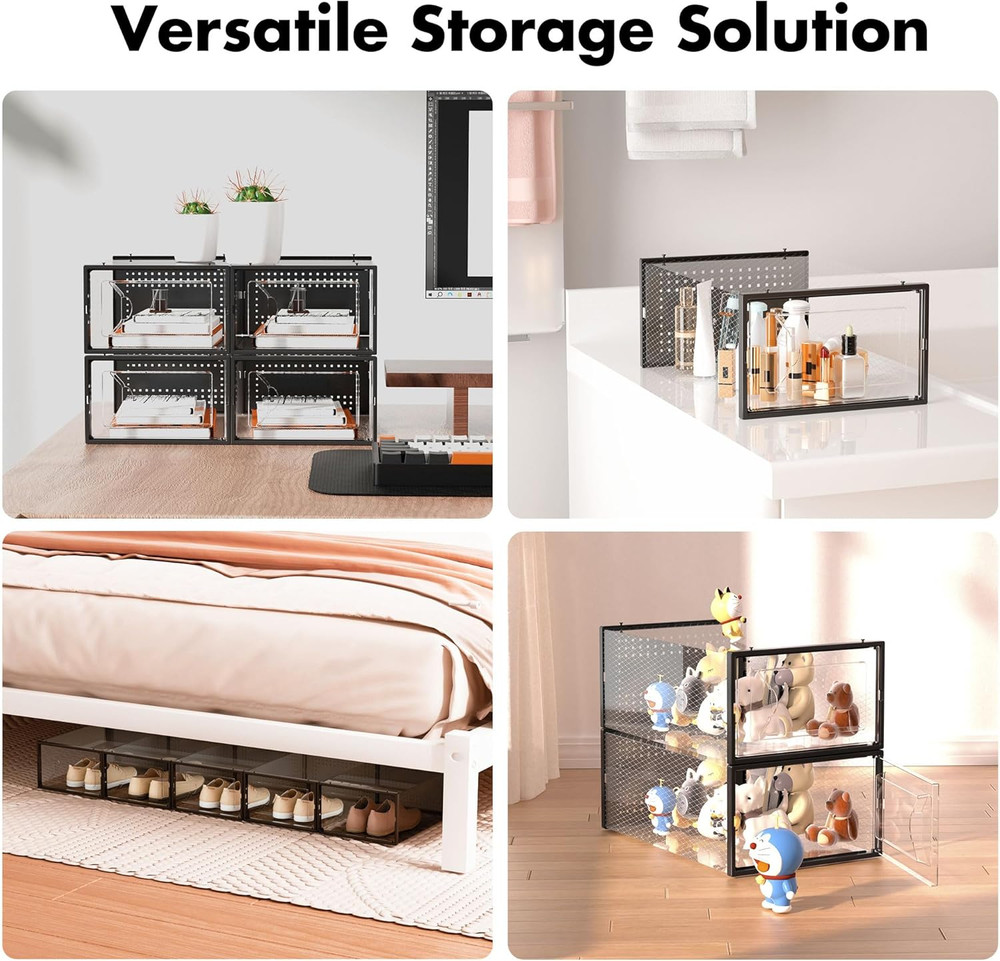 Shoe Storage Box, 15 Pack Clear Plastic Stackable Shoe Organizer for Closet, Int