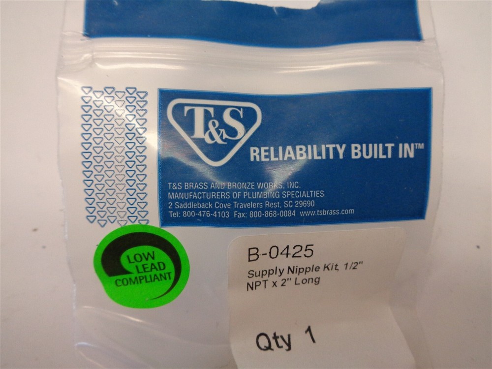 T&S Brass B-0425 Supply Nipple Unit