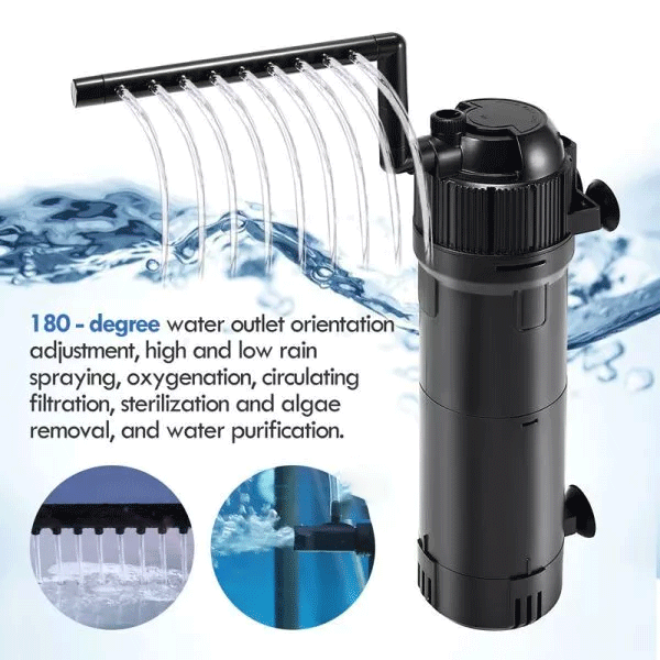 5-IN-1 Internal Aquarium Fish Tank UV Sterilizers Filter Submersible Water Pump