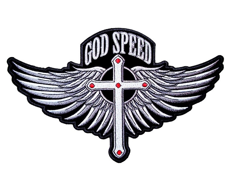 God Speed Angel Wings Embroidered Biker Patch