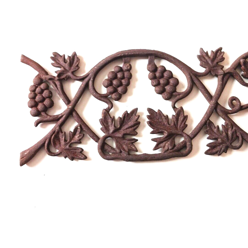 Antique Architectural Ornamental Cast Iron Panel Grape Cluster Rusty 28"