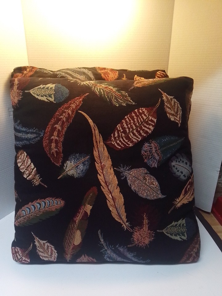 Large Embroidred Pillow Multiple Feather Pattern  20" X 20"