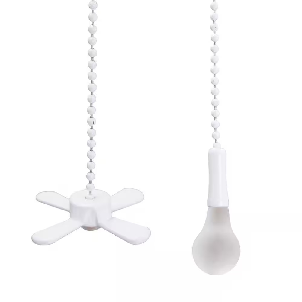 12 In. White Light Bulb and Fan Pull Chain Set