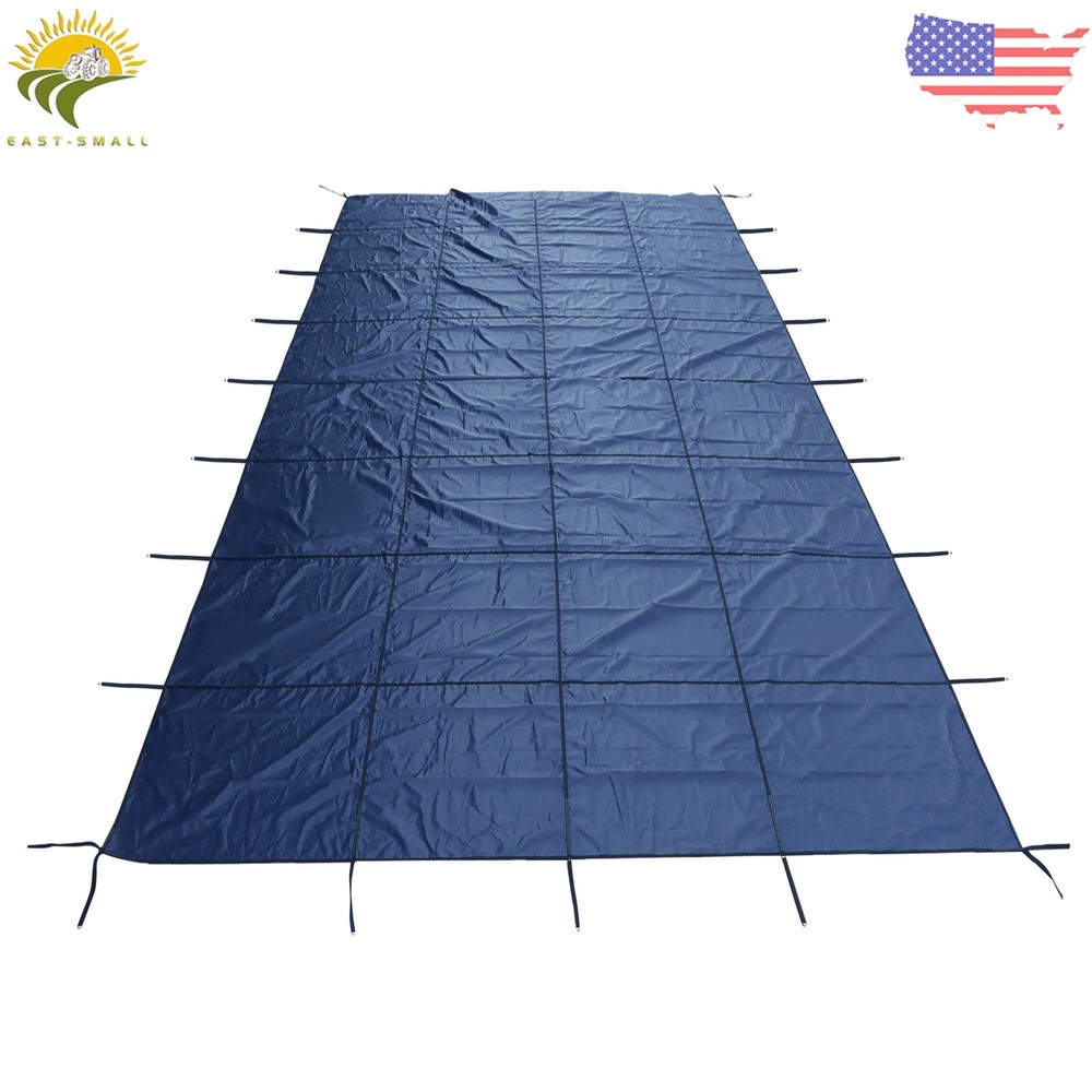 Rectangle Inground Pool Safety Cover For 16 x 32FT Blue Mesh Solid With Tools