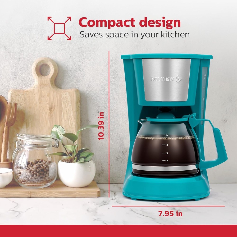 5Cup Drip Coffee Maker–Compact and User-Friendly with Auto Pause&Serve, Reusable