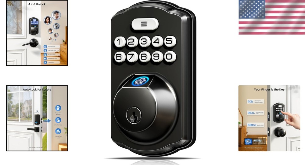 Biometric Door Lock, Anti-Peeping Password, Easy Install