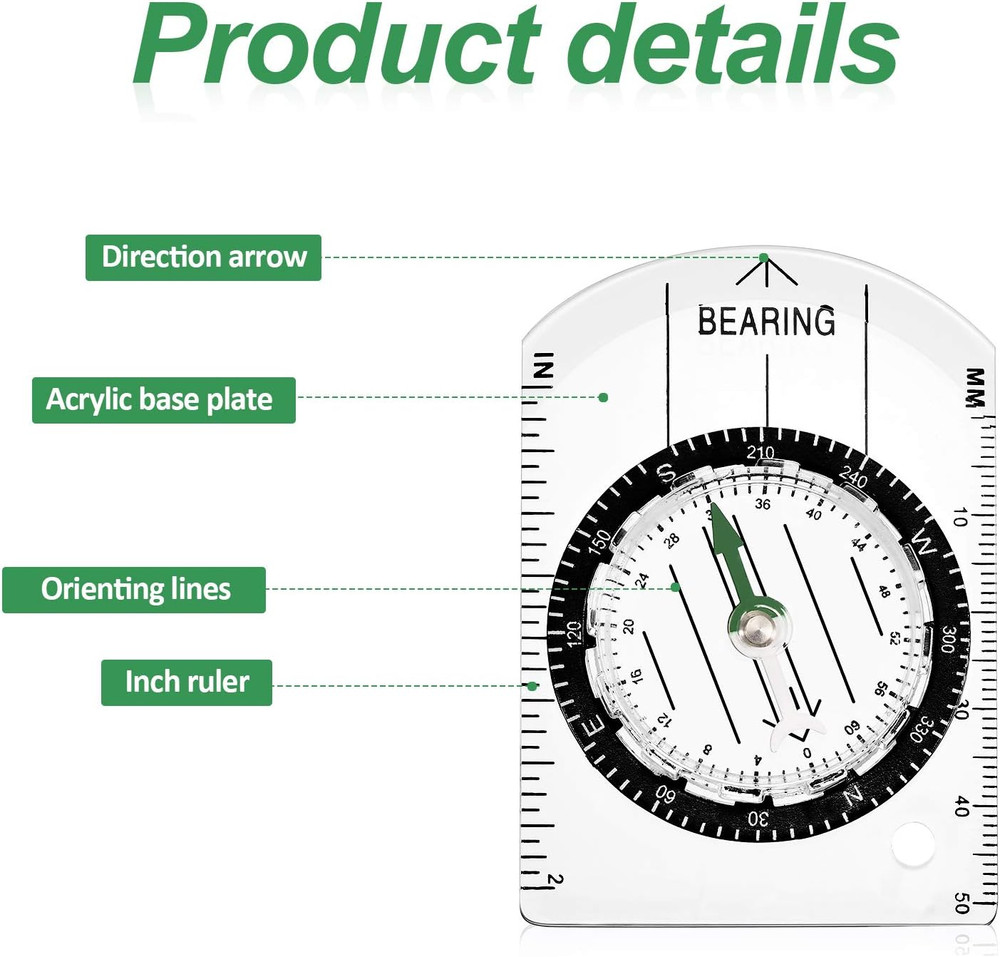 9 Pieces Orienteering Compass Hiking Backpacking Camping Compass Map Reading