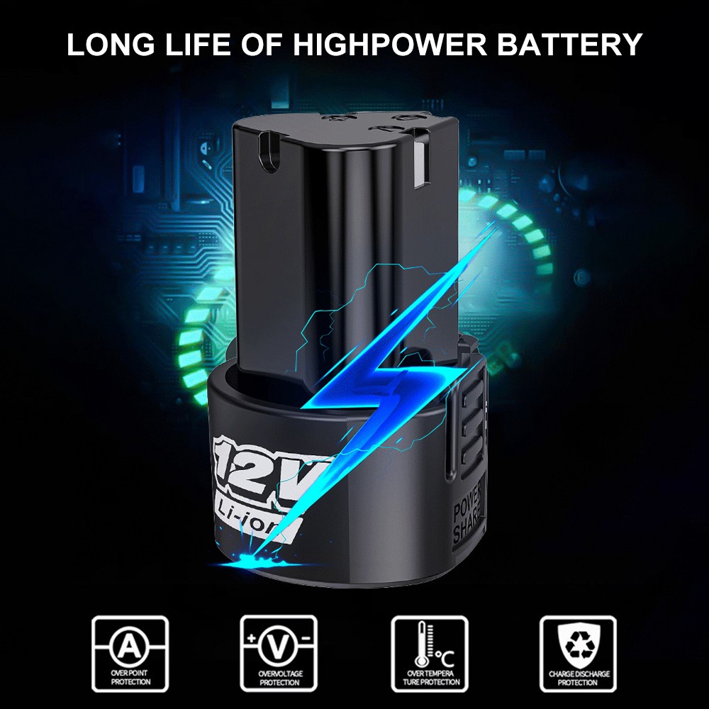 Cordless Ratchet 3/8\" Right Angle Wrench Impact Power Tool /2Battery 4Socket B4