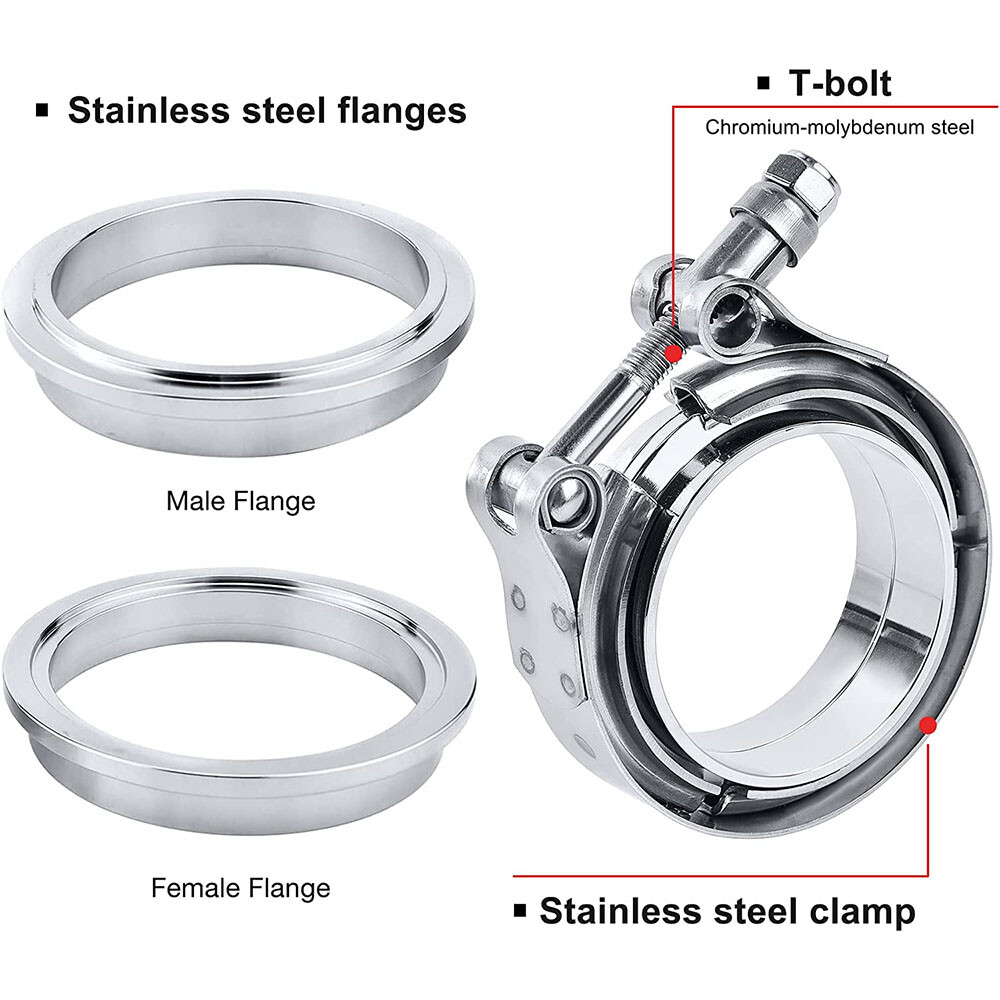 2X 2.5" inch V-band Clamp stainless steel Flange Male-Female for Exhaust Pipe