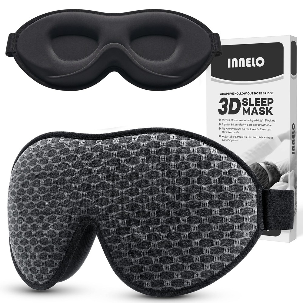 INNELO 3D Sleep Mask for Side Sleepers, Light Blocking, Grey