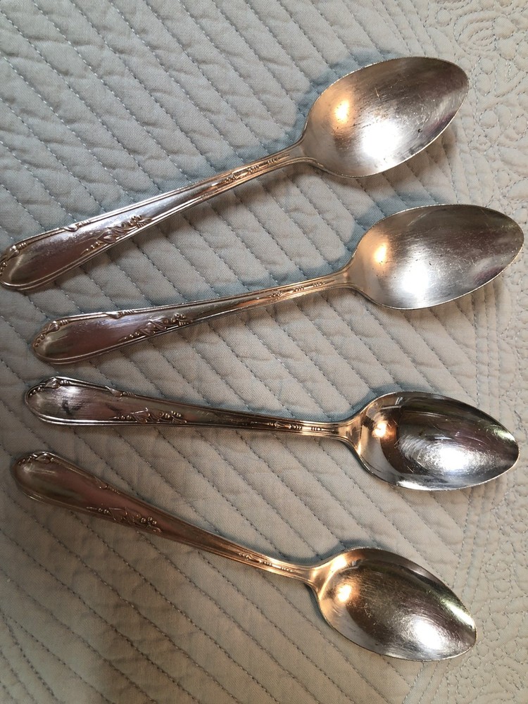 Rogers "MEADOWBROOK” Pattern Silverplate Flatware, Circa 1936, 4 Teaspoon Set