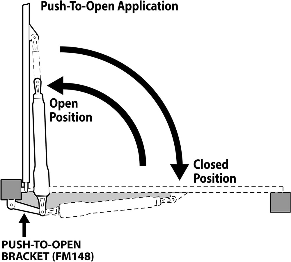 Push to Open Gate Bracket (FM148) for Automatic Gate Openers, Silver