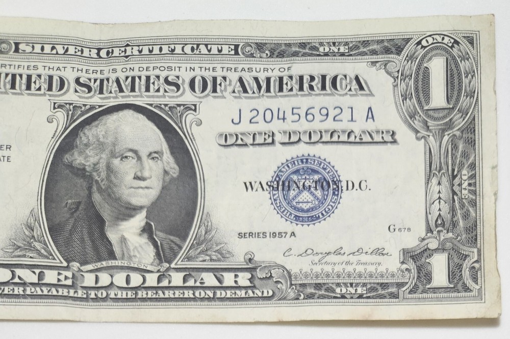 1957 A $1 Silver Certificate Blue Seal (Damaged)