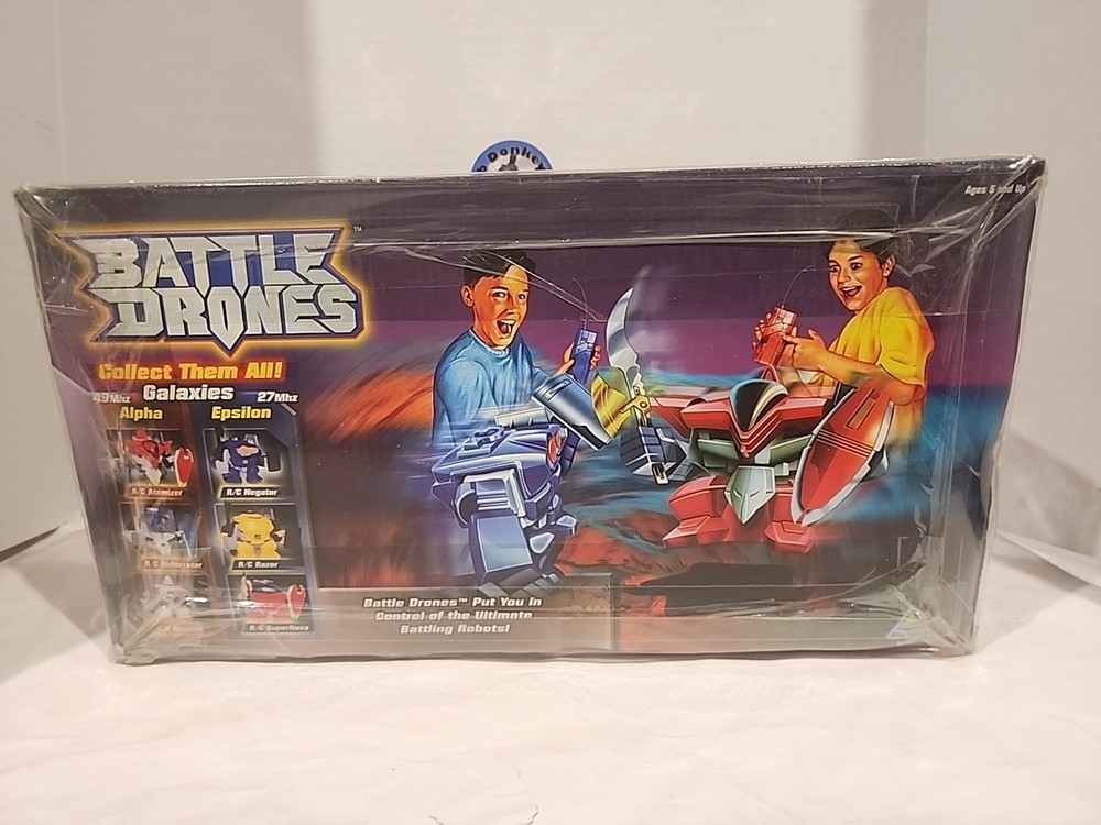 NIB Vintage Battle Drones Remote Control Toymax 1998 ATOMIZER& NEGATOR Robots