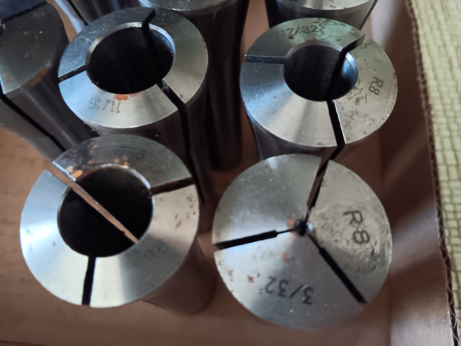 Lot Of 10 Used Assorted R8 Collets/Toolholders - (As Shown) mixed sizes