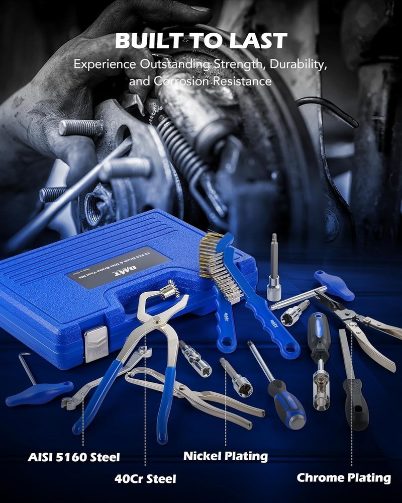 Brake Tool Kit 15pc Drum Disc Brake Spring Pliers Caliper Wrenches Kit