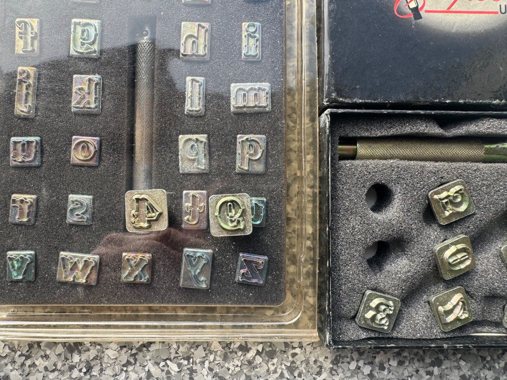 Tandy Craftool Alphabet Sets 3/4” Upper Case + 1/2" Lower + 1/2" Numbers