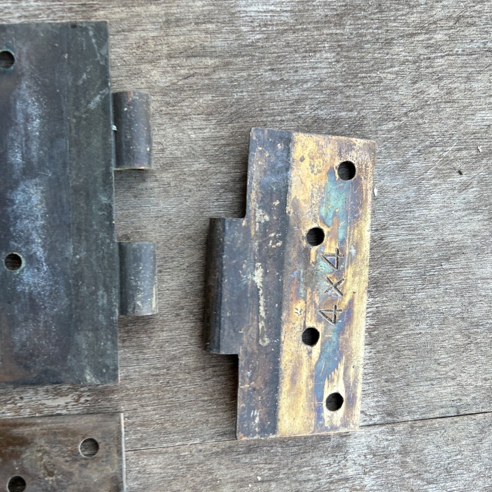 (3) Antique Victorian 4x4 Solid Brass Ball Top steeple Hinges