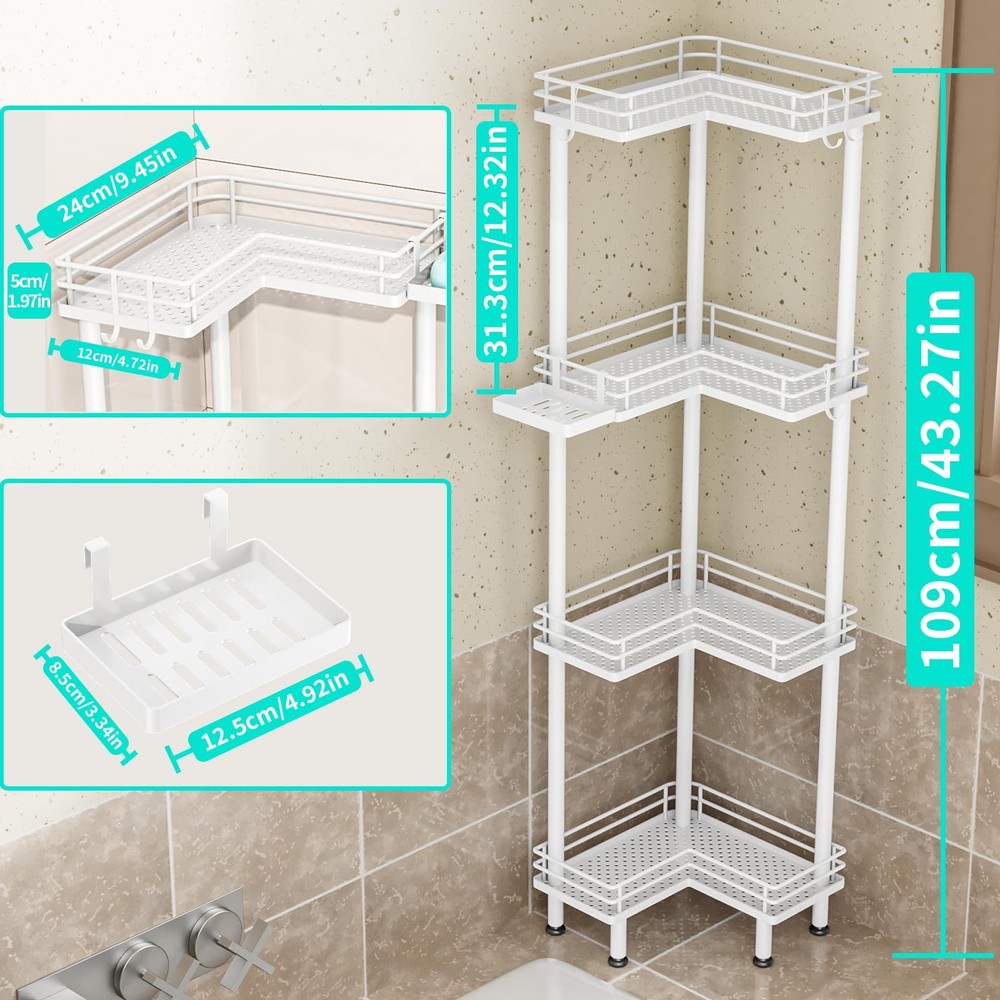 HapiRm 4-Tier Corner Shower Caddy Organizer Bathroom Shelf Rustproof