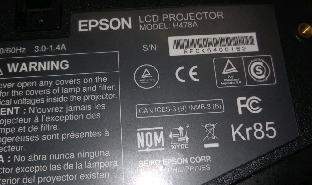 Epson lcd projector h478A Parts only