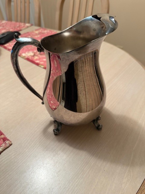 VINTAGE  Silver Plate Footed Water Pitcher with Ice Lip