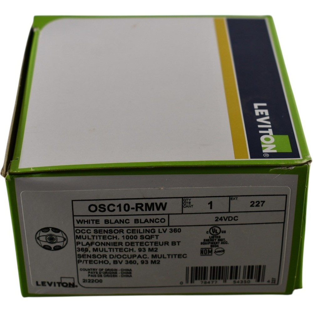 NEW Leviton OSC10-RMW Occupancy Sensor, Multi-Technology (PIR/US), Ceiling Mount