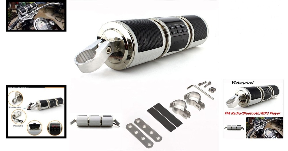 Dynamic Bluetooth Motorcycle Speaker System with LCD Display - Dual 7W Output