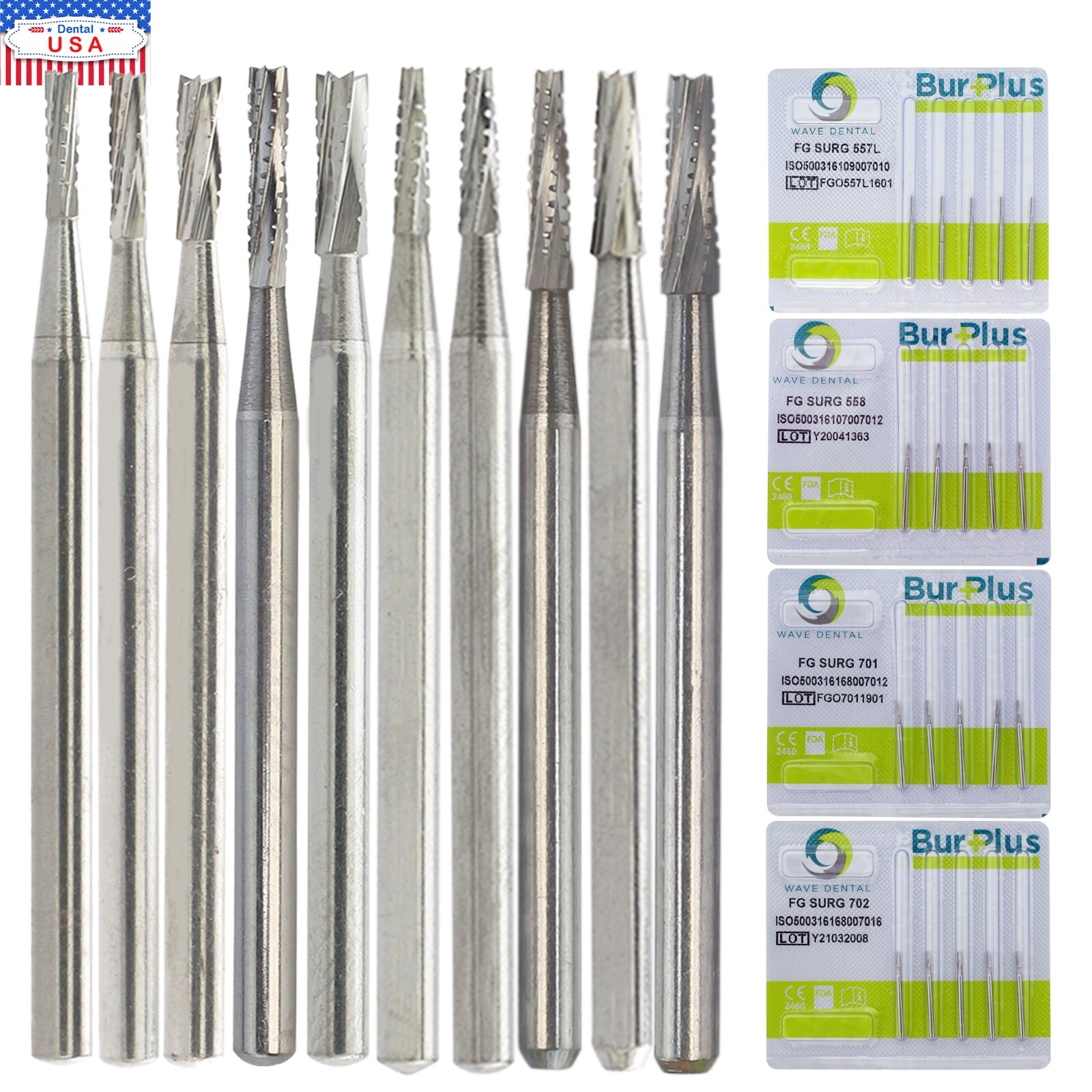 Wave Dental Surgical Bur Long 557L 702L 701 558 556 Carbide Burr 25mm High Speed