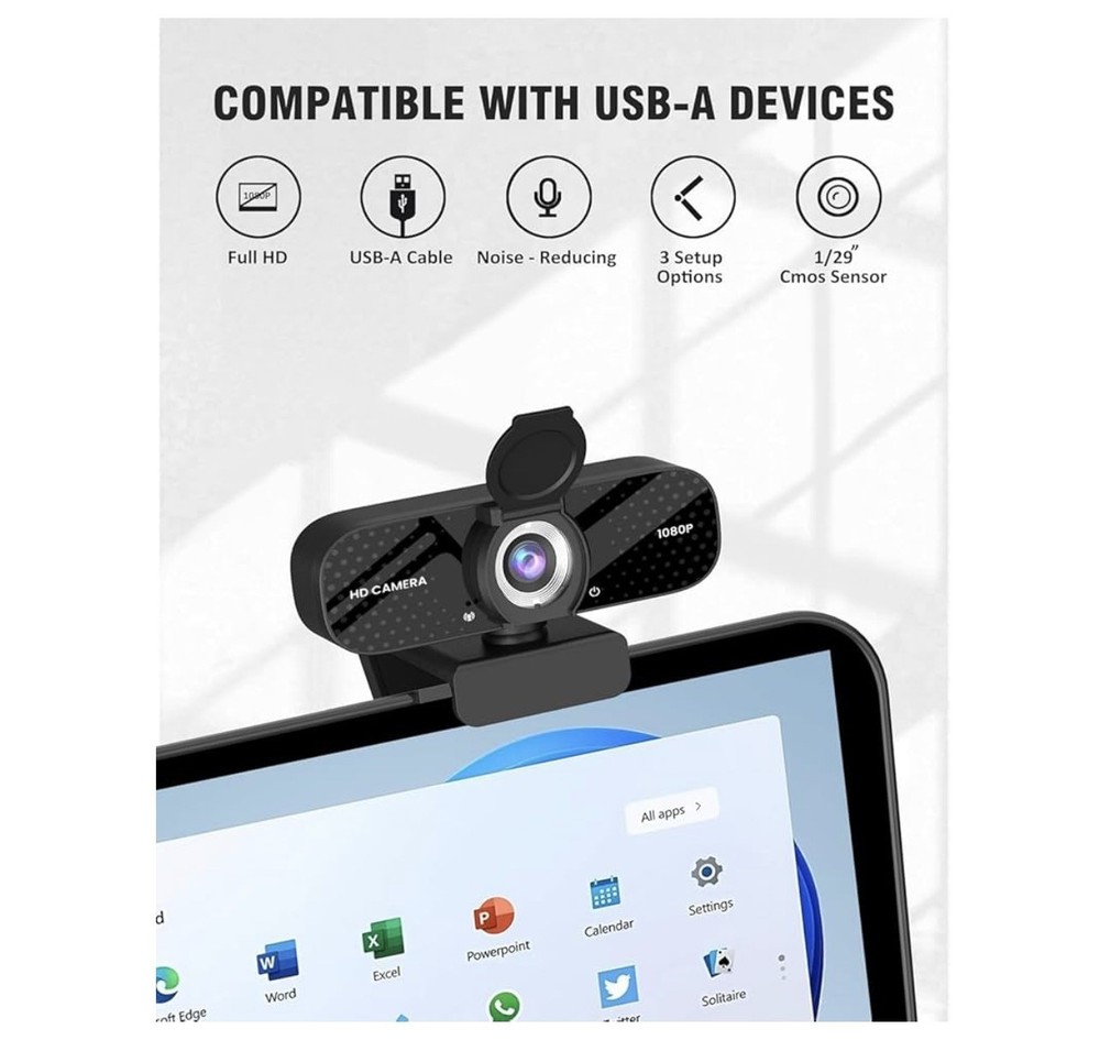 AutoFocus HD Video WebCam , Stereo Microphone., Webcam for PC