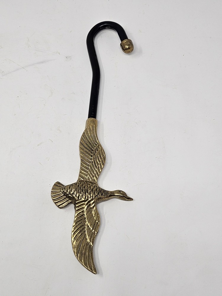Vintage Brass Mallard Duck Fireplace Hook Damper Flue Pull