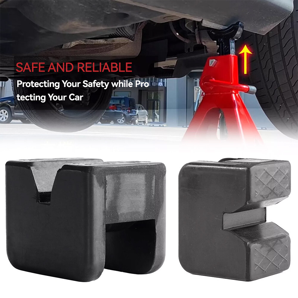 2pc Rubber Axle Jacking Pads Jack Stand Pad Adapter Frame Rail Protector Slotted