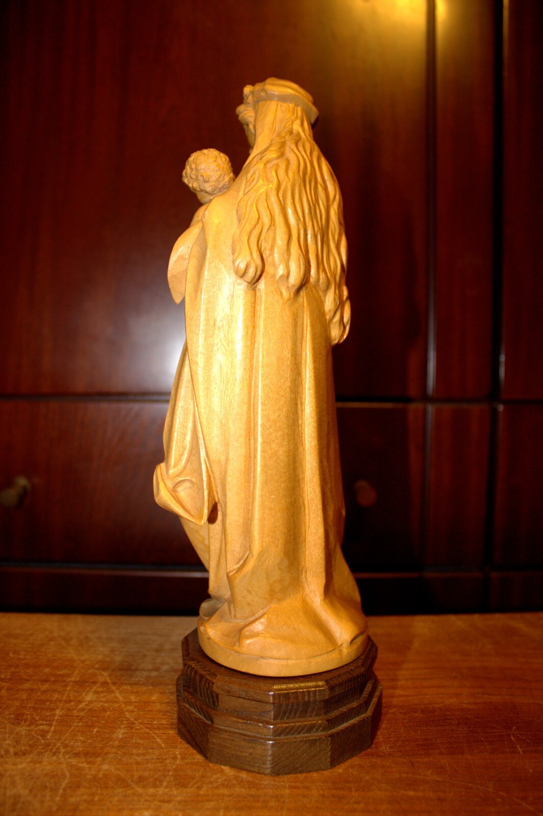 VTG ANRI 11" HAND CARVED WOOD OUR LADY VIRGIN MARY JESUS STATUE SCULPTURE FIGURE