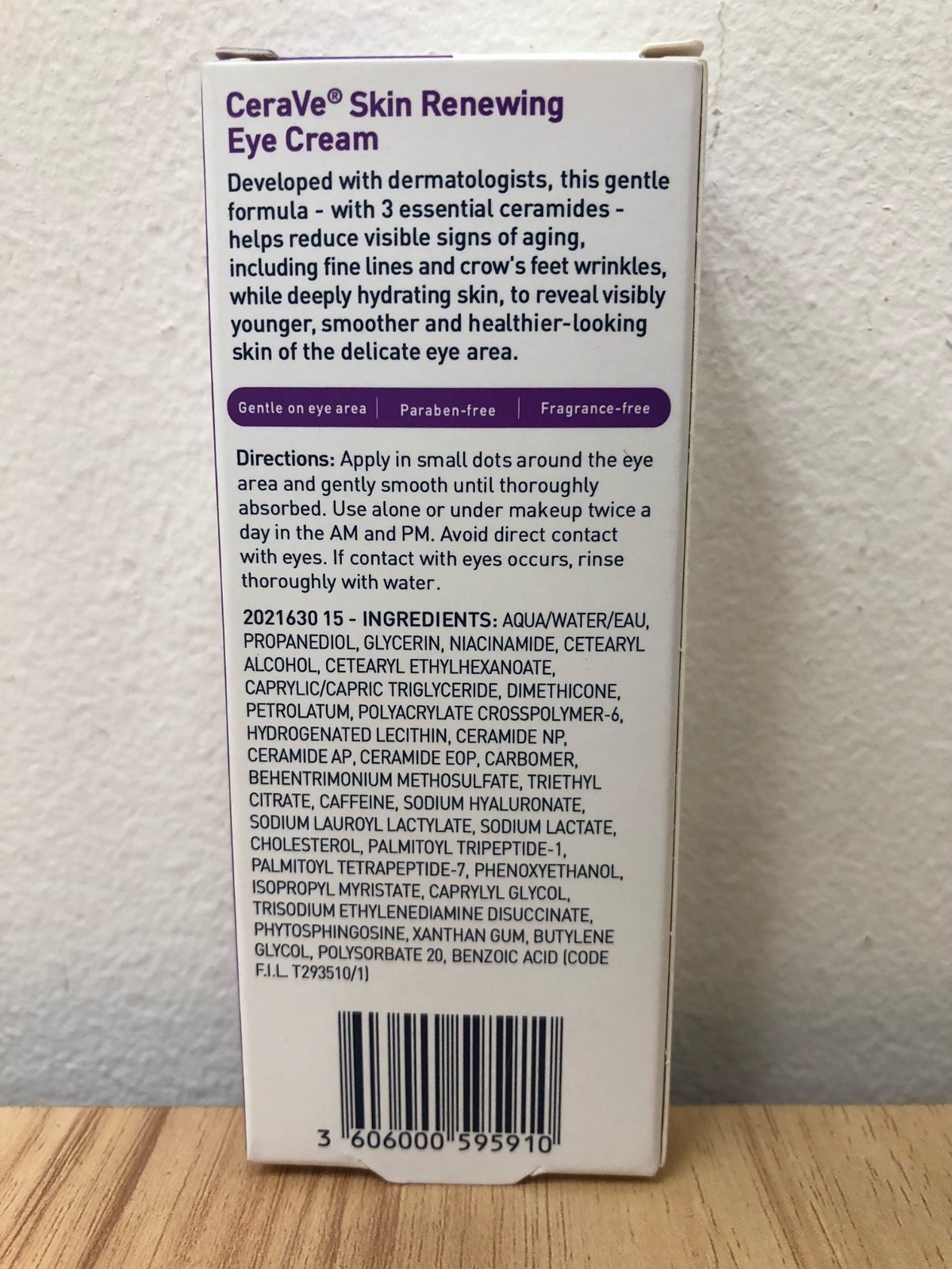 Cerave Anti-Aging Eye Cream for Wrinkles with Caffeine and Hyaluronic Acid