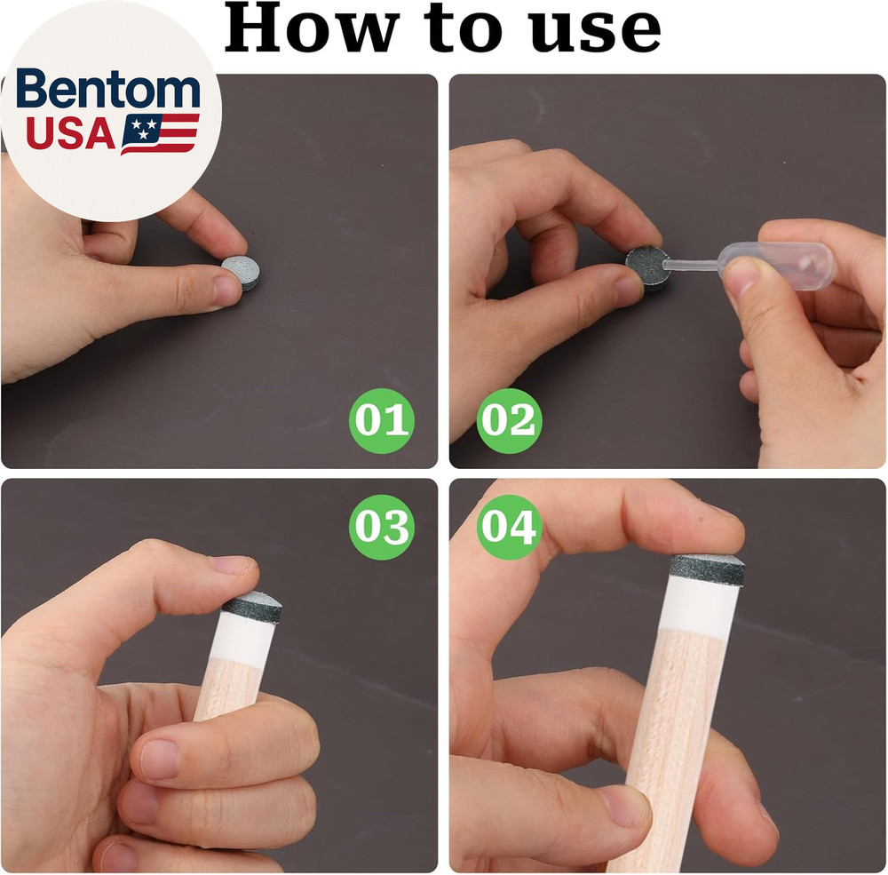 Billiard Pool Cue Tips Pool Stick Replacement Tips with Storage Box for Pool Cue